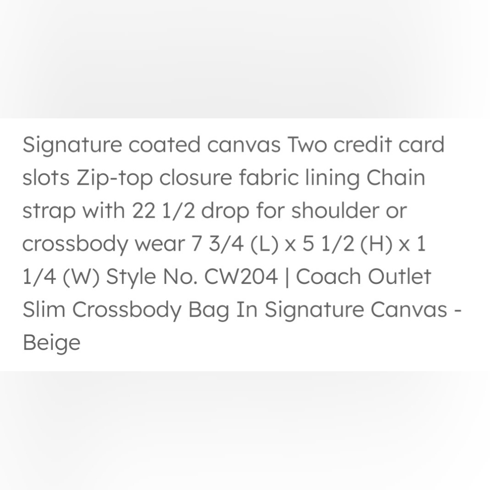 Coach Slim Crossbody Bag in Signature Canvas Style - Picture 3 of 5